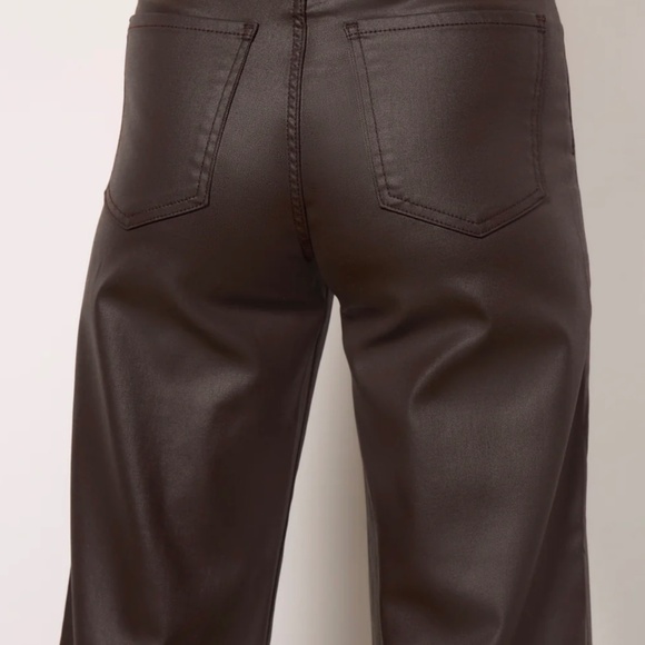 KUT from the Kloth Meg Coated High Waist Wide Leg Cropped Jeans, Chocolate, 12 - Picture 5 of 10